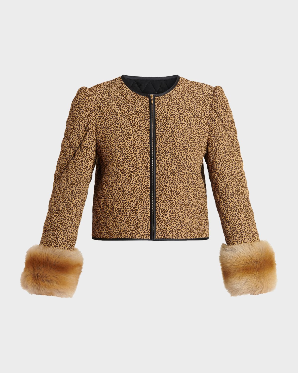 Valentino Garavani Quilted Spotted Silk Jacket with Lamb Shearling Cuffs | Thumbnail 6