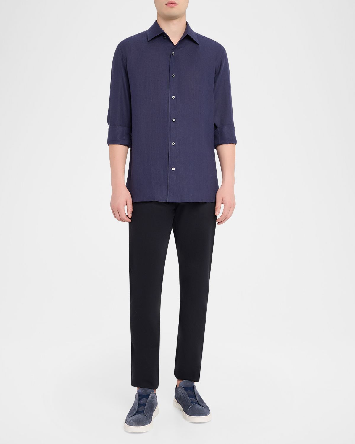 ZEGNA Men 's Oasi Lino Linen Button-Down Shirt