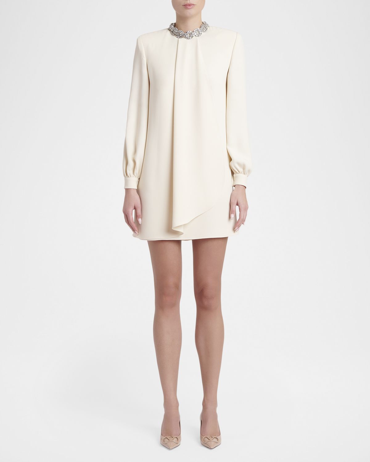 Valentino Garavani Embroidered Collar Draped Silk Mini Dress | Thumbnail 5 Valentino Garavani Embroidered Collar Draped Silk Mini Dress | Thumbnail 5