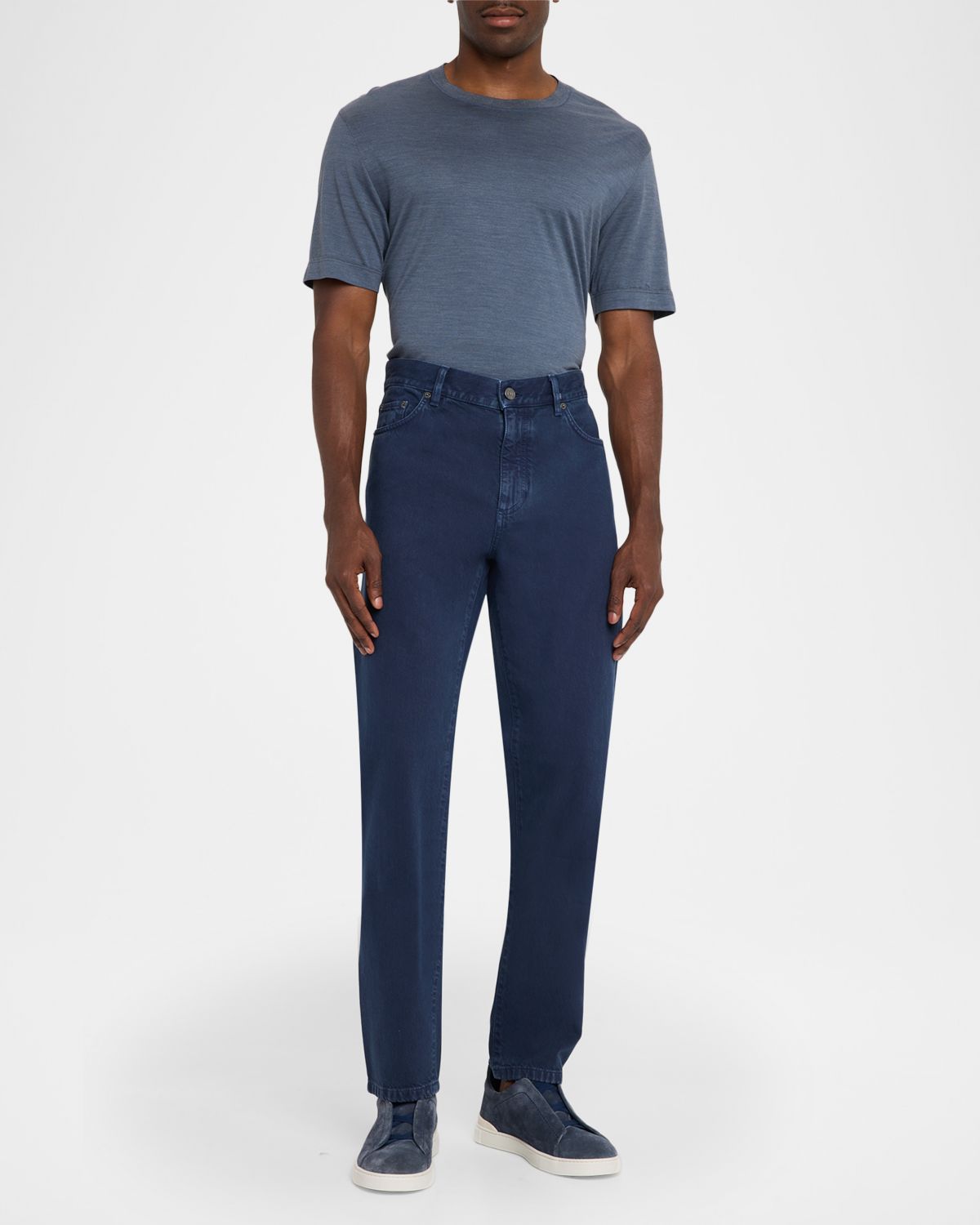 ZEGNA Men 's Pure Cotton Slim Fit Five-Pocket Jeans