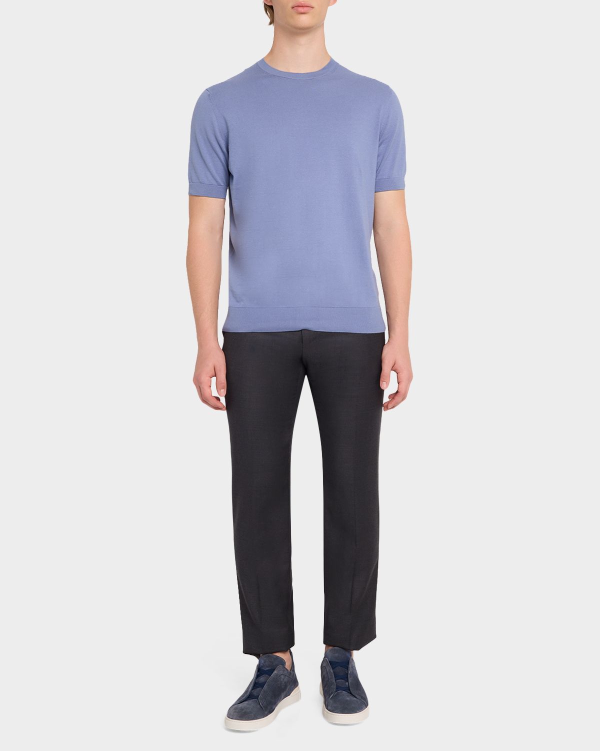ZEGNA Men 's Premium Cotton Knit T-Shirt