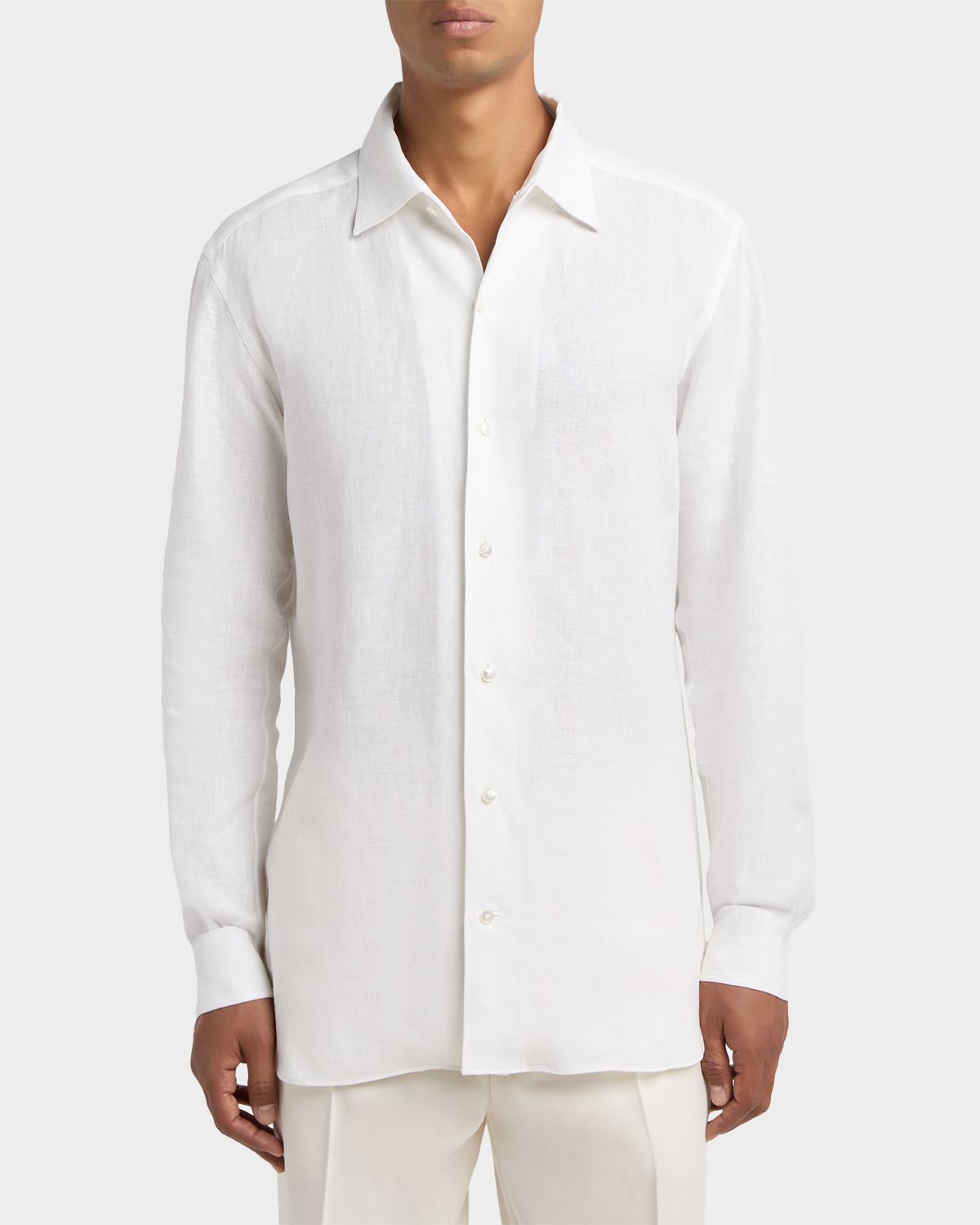 ZEGNA Men 's Oasi Lino Button-Down Shirt | Thumbnail 3