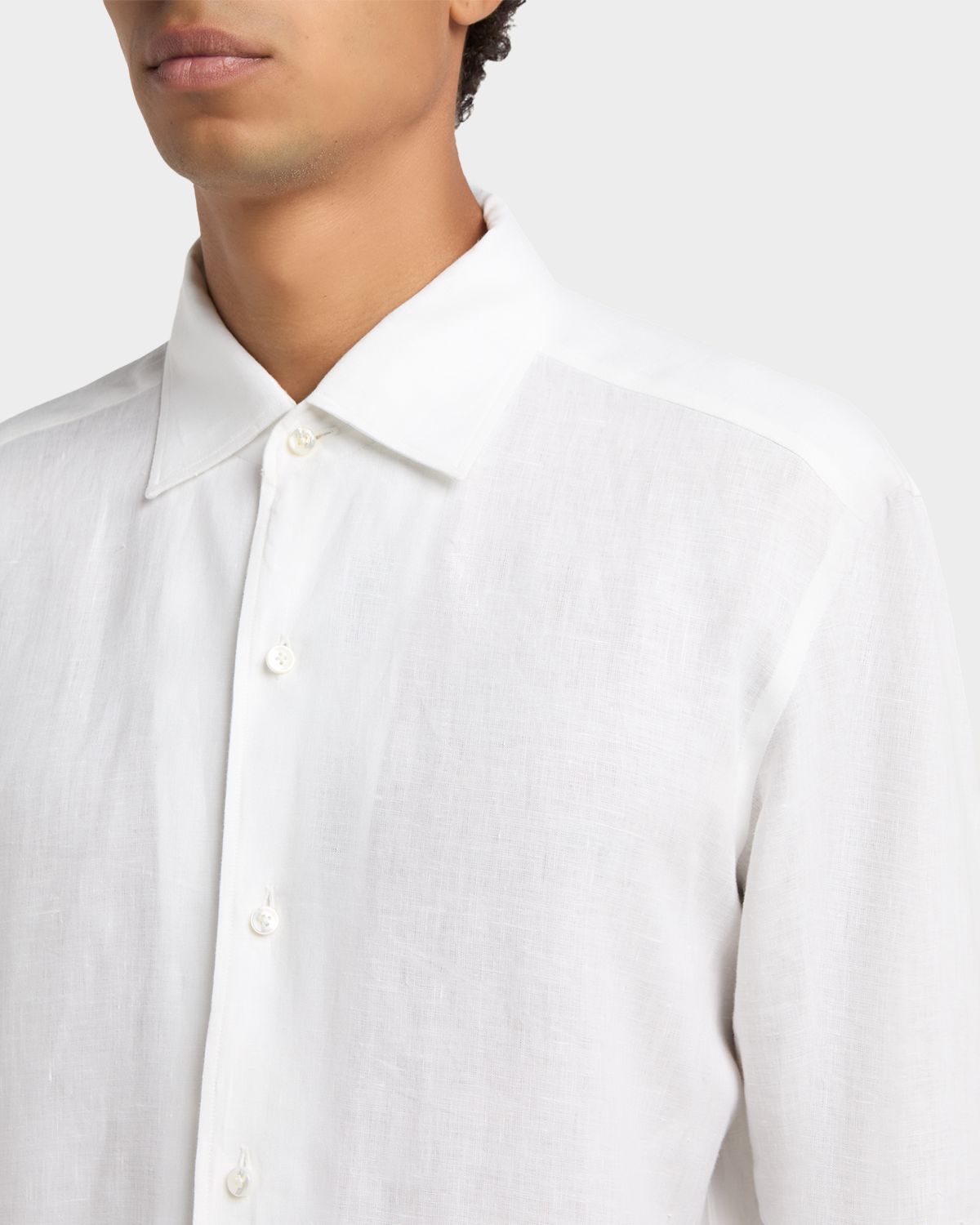 ZEGNA Men 's Oasi Lino Button-Down Shirt | Thumbnail 4