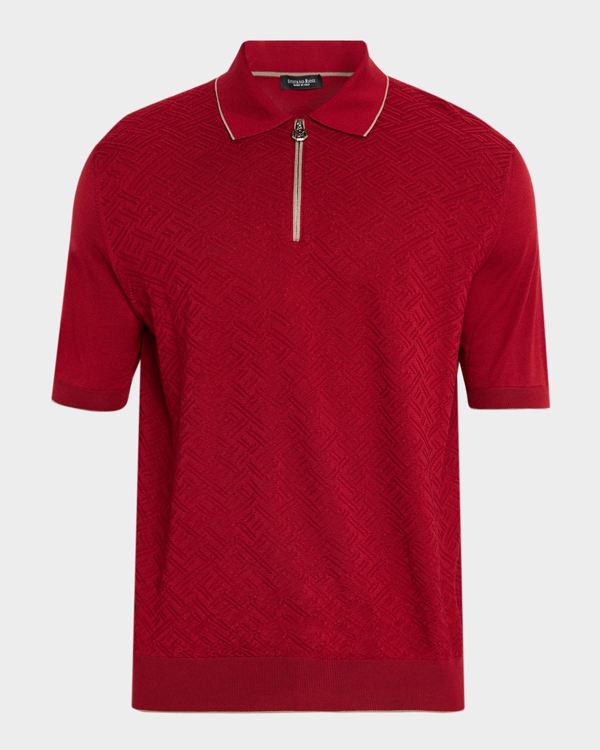 Stefano Ricci Men 's Textured Silk Quarter-Zip Polo
