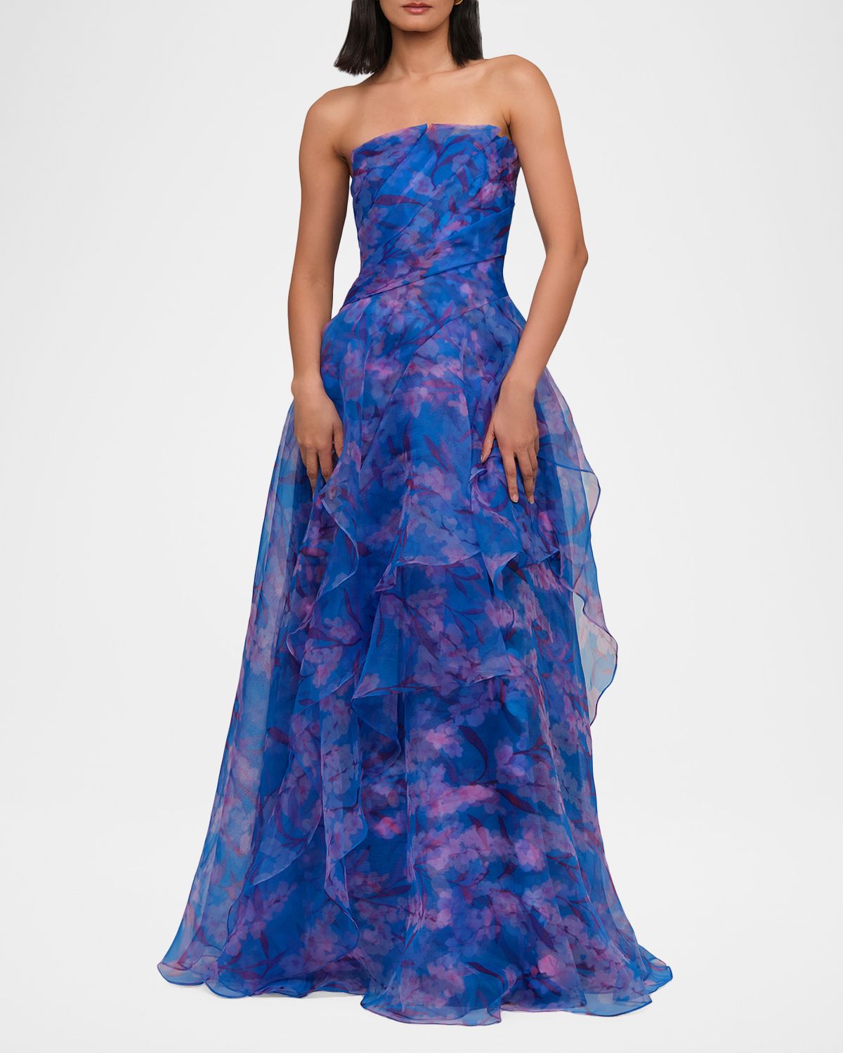 Theia Orelia Strapless Floral-Print Orgnaza Gown | Thumbnail 6 Theia Orelia Strapless Floral-Print Orgnaza Gown | Thumbnail 6