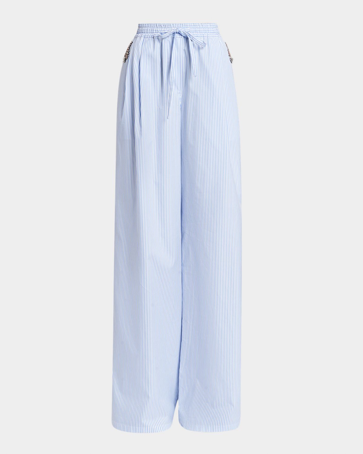 Dolce & Gabbana Embellished Striped Wide-Leg Pull-On Pants