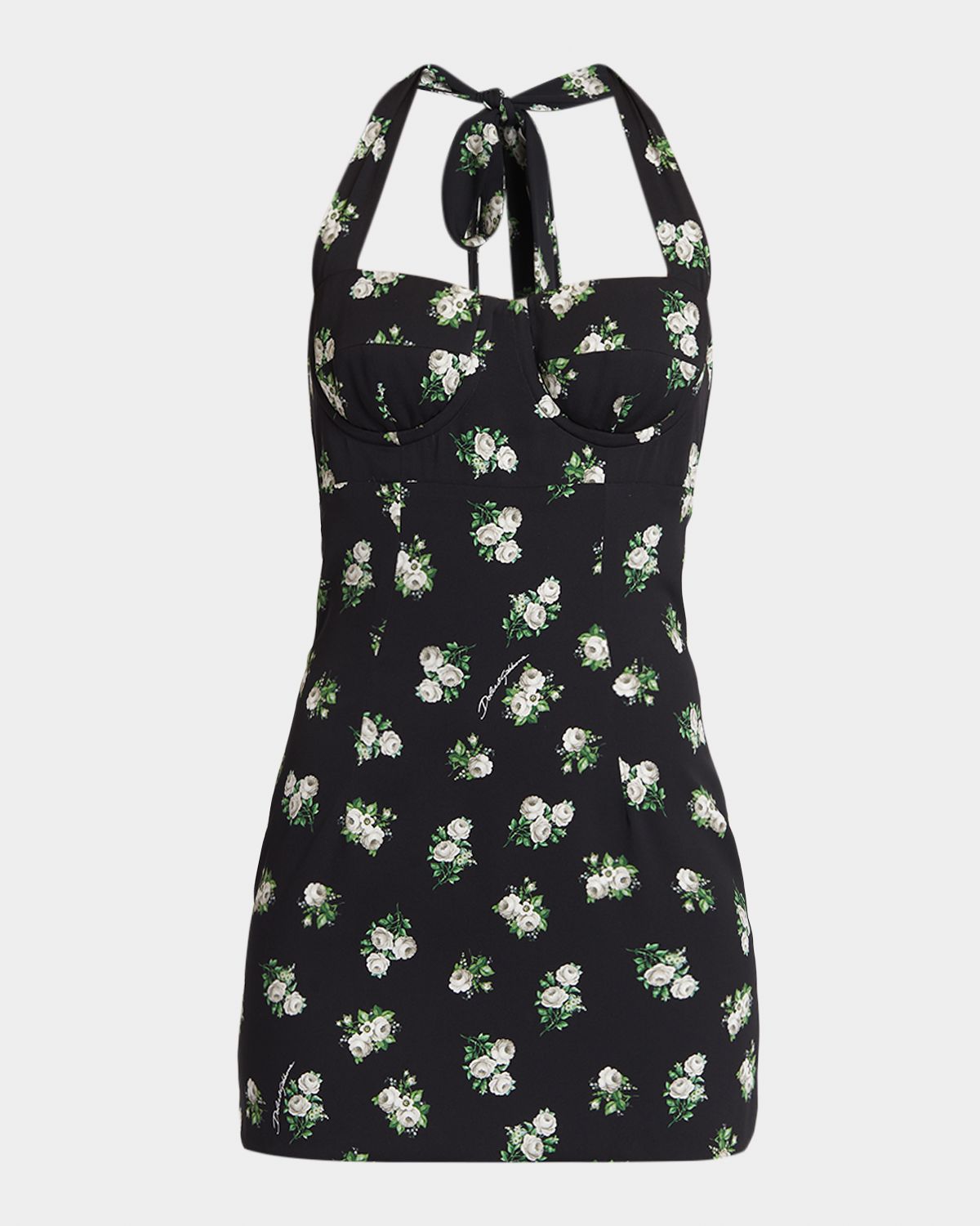 Dolce & Gabbana Floral Bustier Halter Mini Dress
