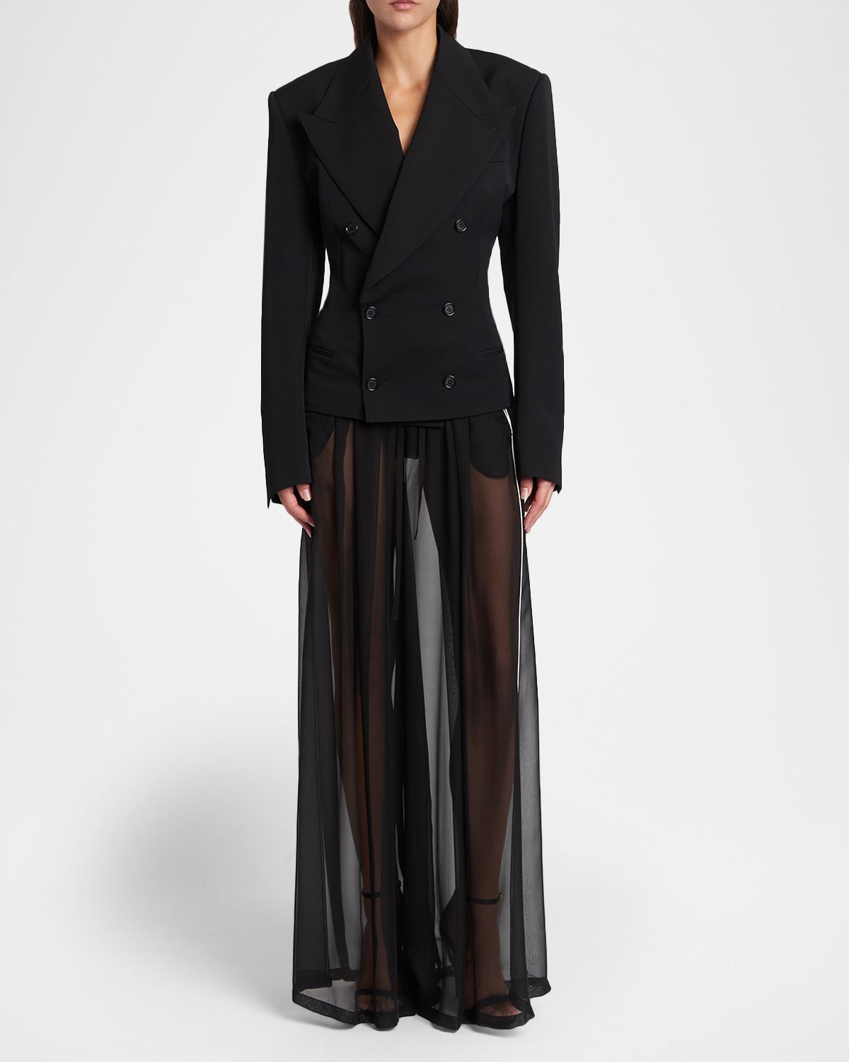 Dolce & Gabbana Exaggerated Shoulder Double-Breasted Silk Jacket