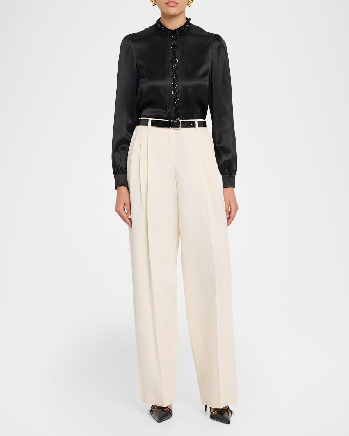 Dolce & Gabbana Rustic Cotton-Linen Canvas Straight-Leg Pants
