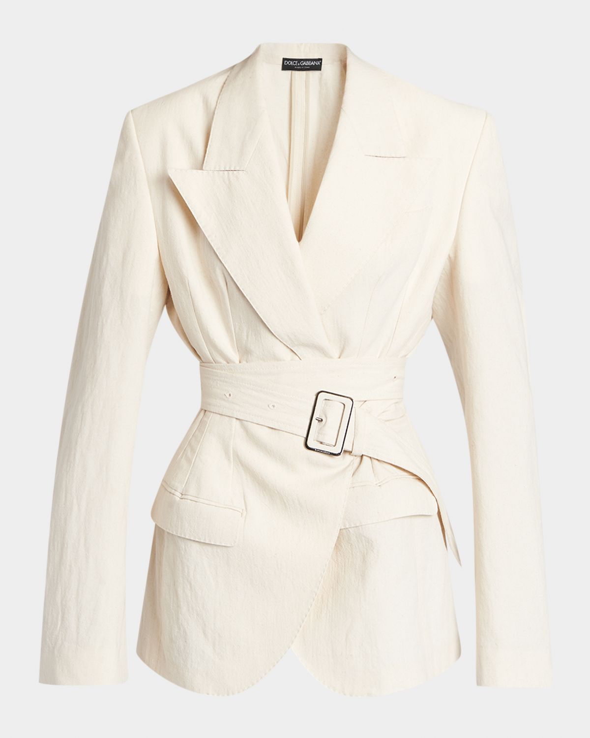 Dolce & Gabbana Strong-Shoulder Belted Wrap Blazer Jacket