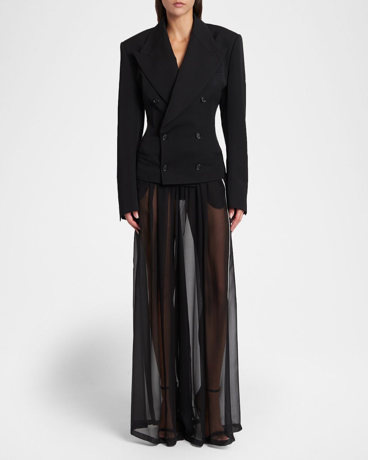 Dolce & Gabbana Sheer Silk Chiffon Wide-Leg Pull-On Pants