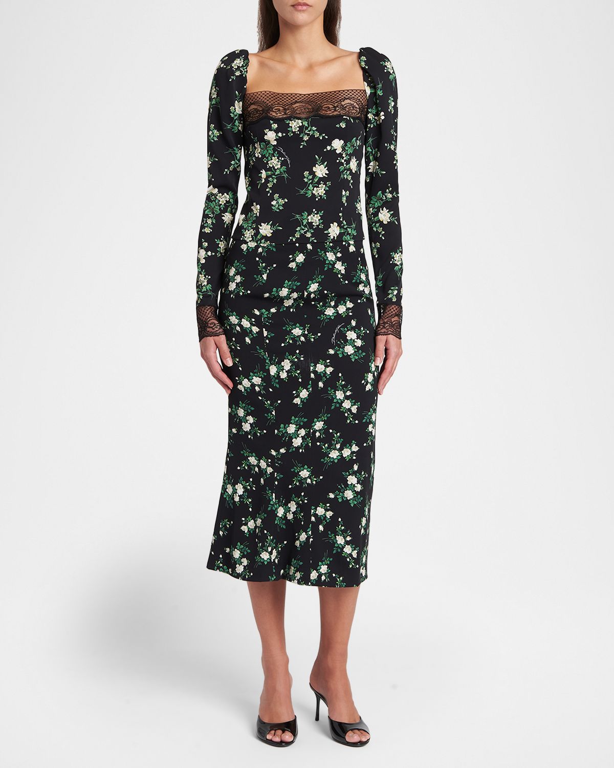Dolce & Gabbana Micro Floral Silk Midi Skirt