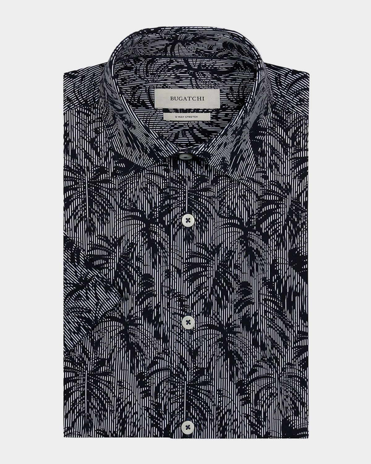 Bugatchi Men 's Miles OoohCotton Stripe Leaf Short-Sleeve Shirt