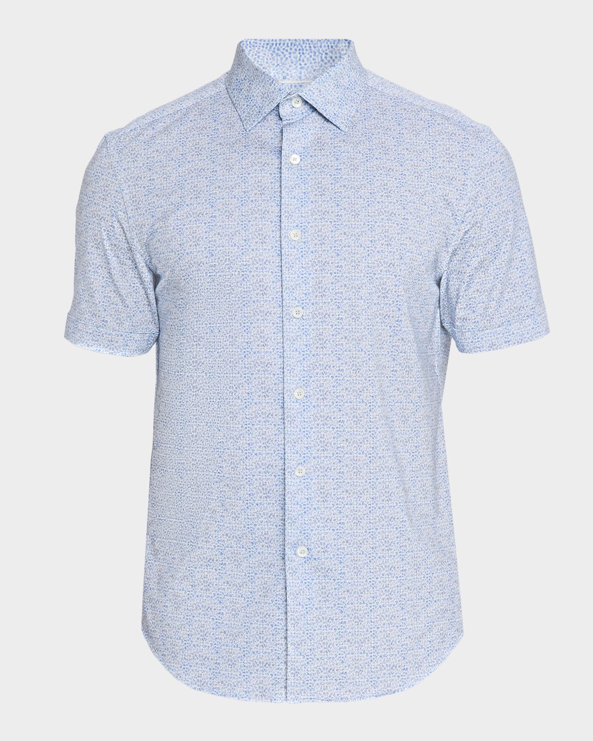 Bugatchi Men 's Miles Bistro-Print OoohCotton 8-Way Stretch Short-Sleeve Shirt