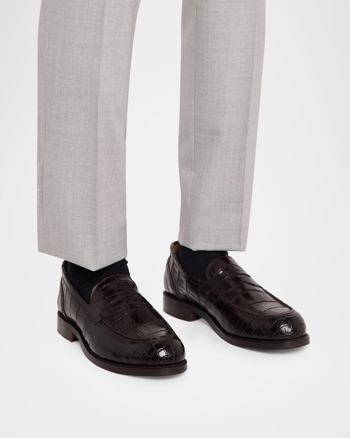 Allen Edmonds Men 's Miller Reserve Crocodile Leather Penny Loafers