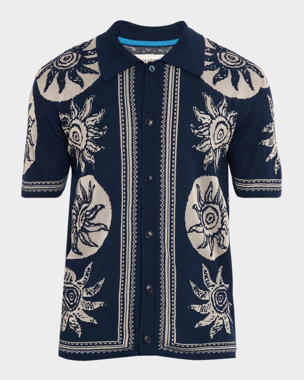 Scotch & Soda Men 's Sun Motif Knit Short-Sleeve Shirt