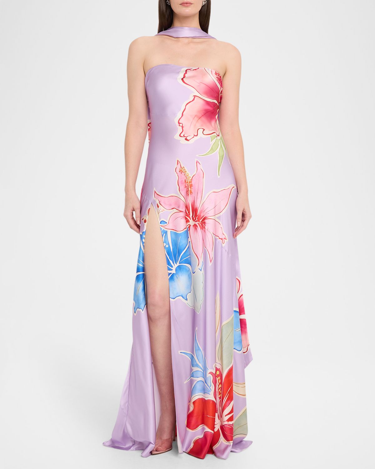 Retrofete Tizzy Floral Strapless Silk Gown