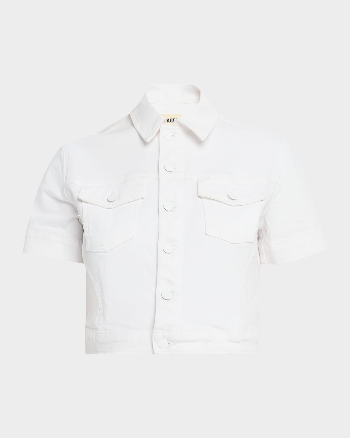 L 'Agence Kirstie Cropped Short-Sleeve Denim Jacket