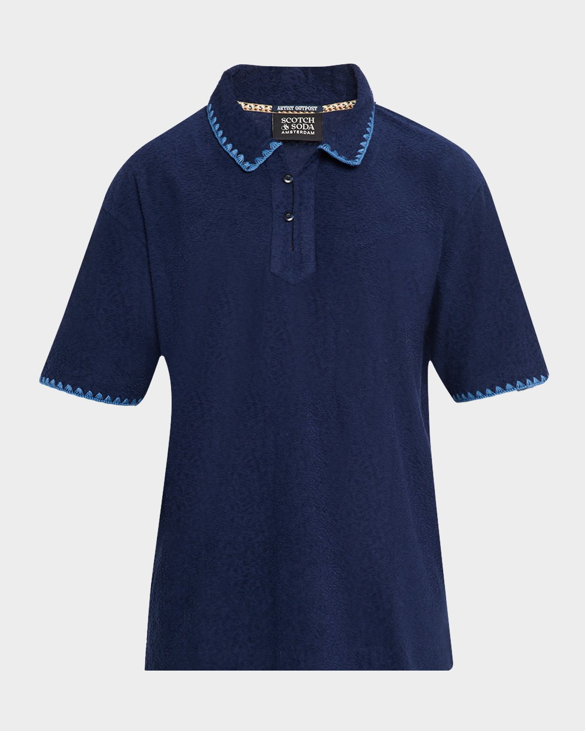 Scotch & Soda Men 's Embroidered Trim Short-Sleeve Shirt