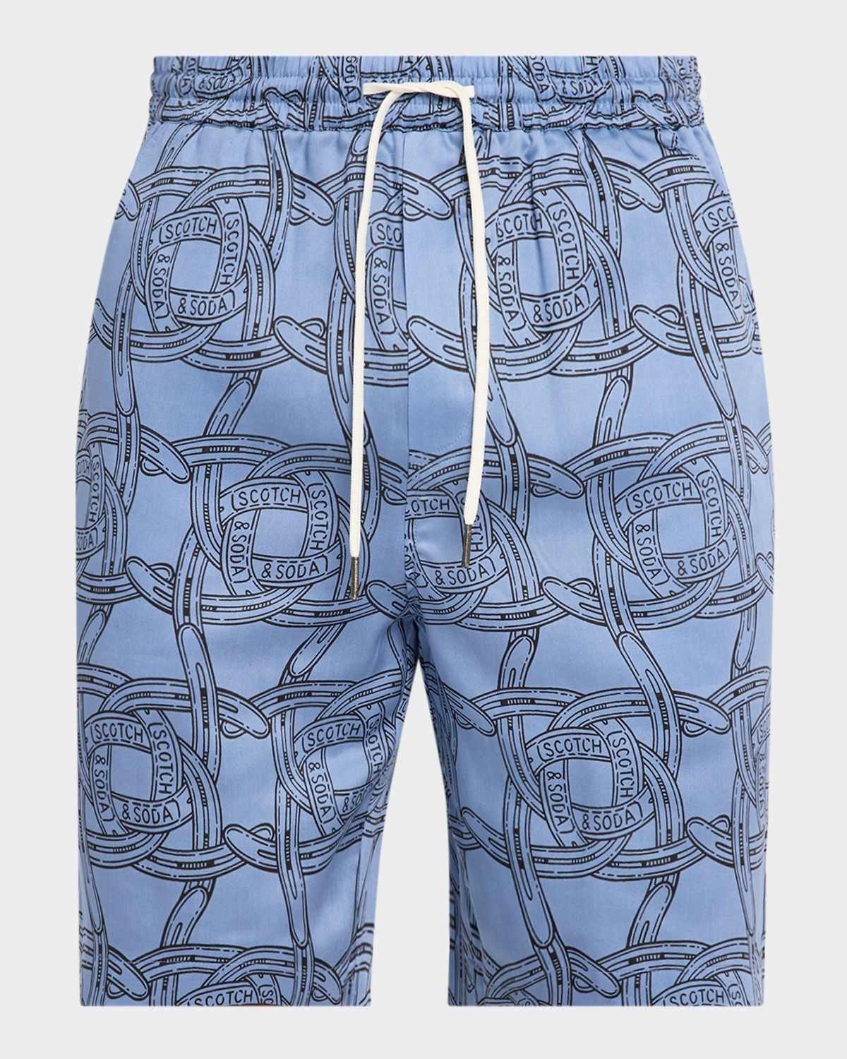 Scotch & Soda Men 's Logo Horseshoe-Printed Drawstring Shorts