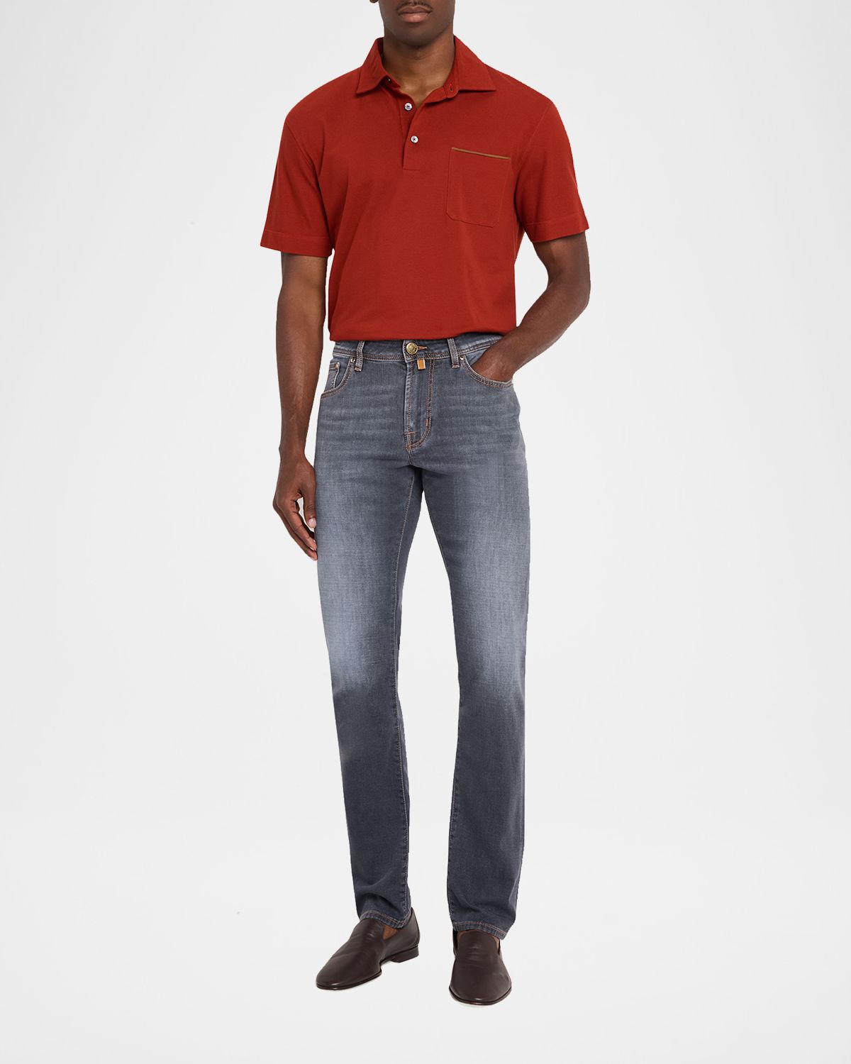 Jacob Cohen Men 's Slim Straight-Leg Washed Black Denim Jeans | Thumbnail 2