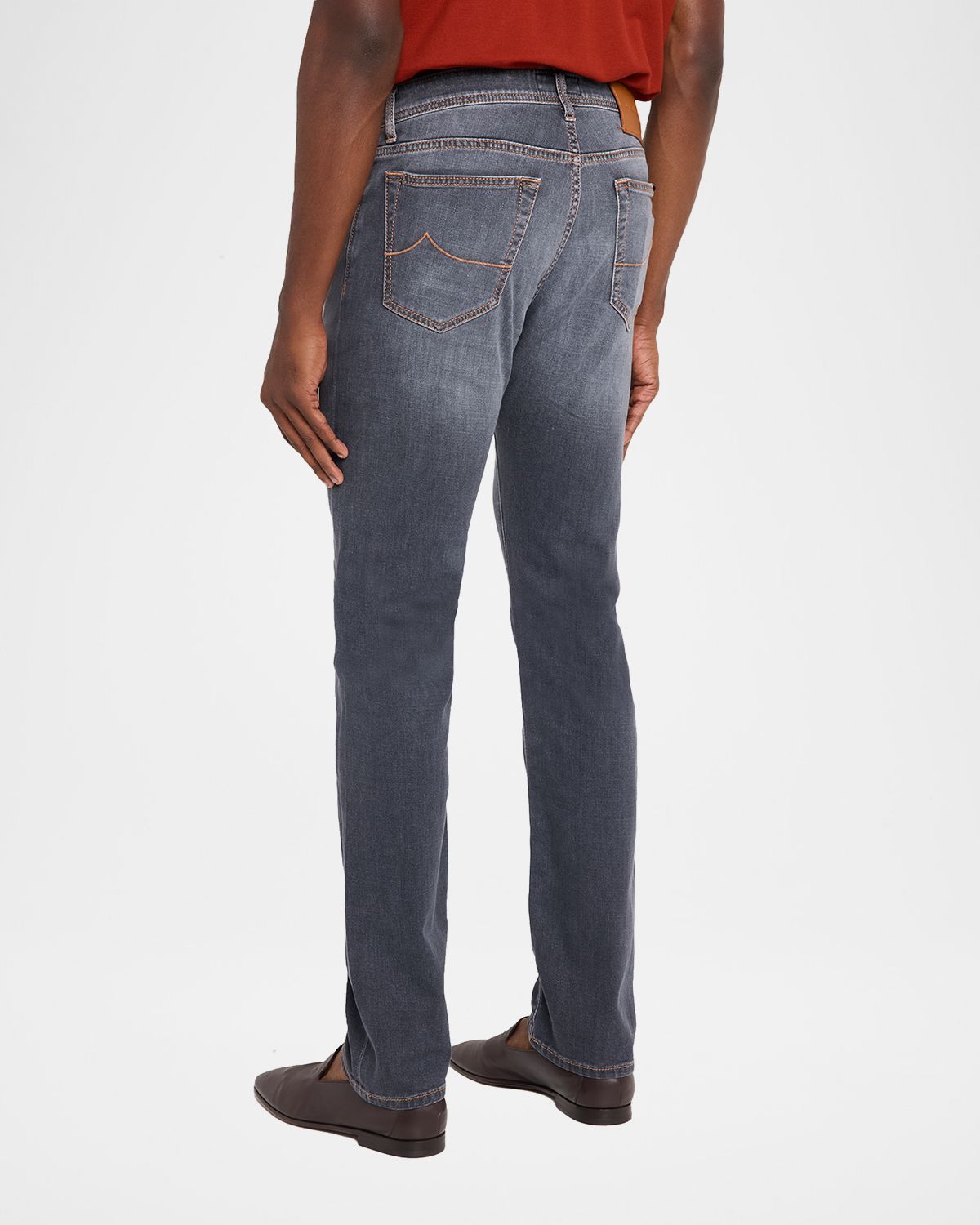 Jacob Cohen Men 's Slim Straight-Leg Washed Black Denim Jeans | Thumbnail 3
