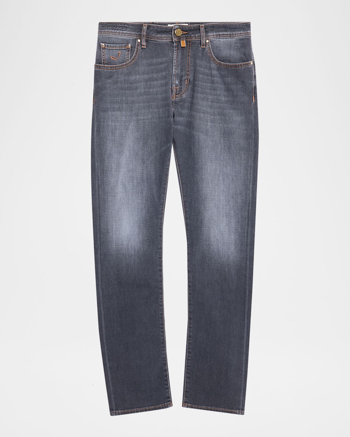 Jacob Cohen Men 's Slim Straight-Leg Washed Black Denim Jeans