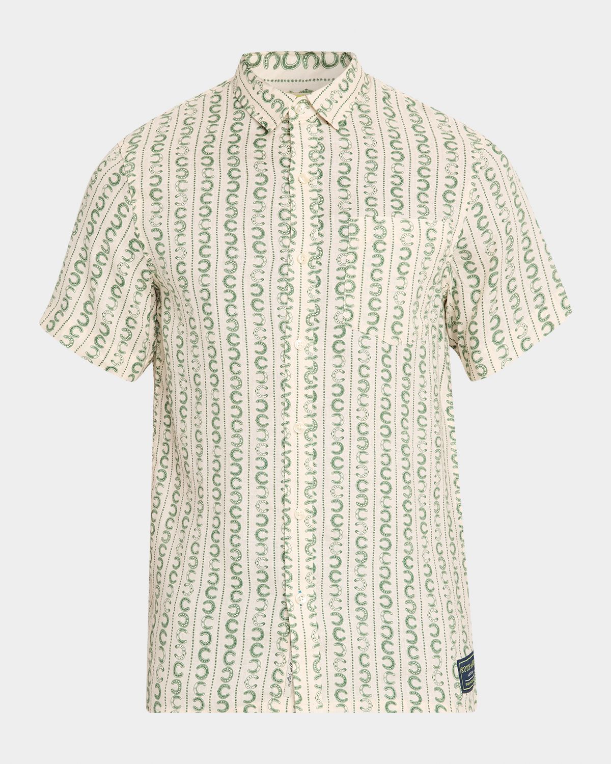 Scotch & Soda Men 's Horseshoe Stripe Linen Short-Sleeve Shirt