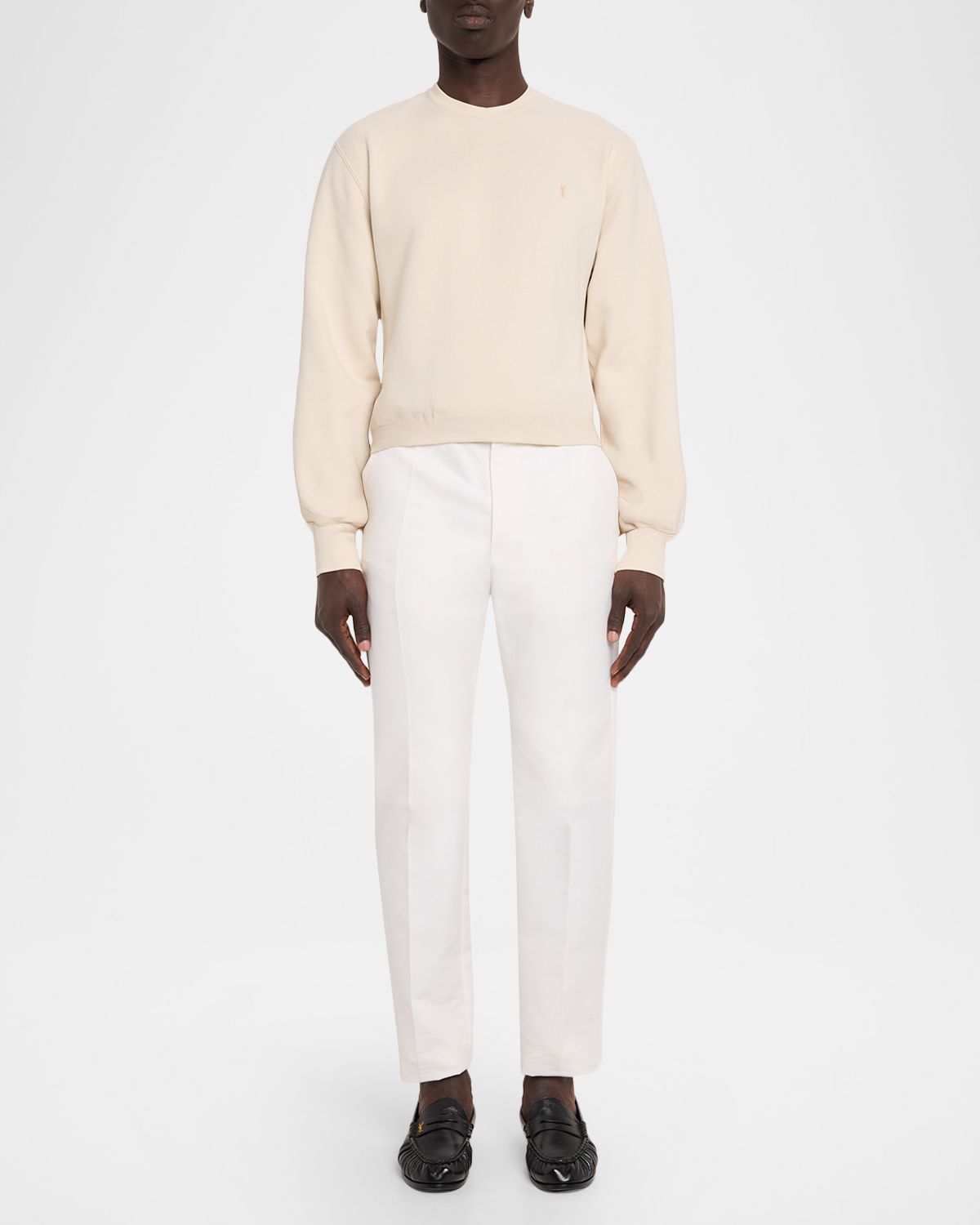 Saint Laurent Men 's Cassandre ogo Crewneck Sweater