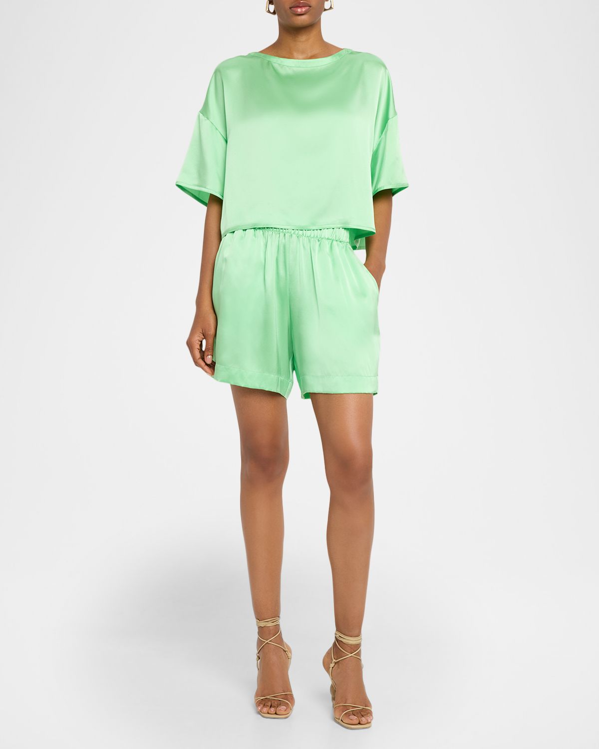 Sablyn Brynn High-Rise Pull-On Silk Shorts