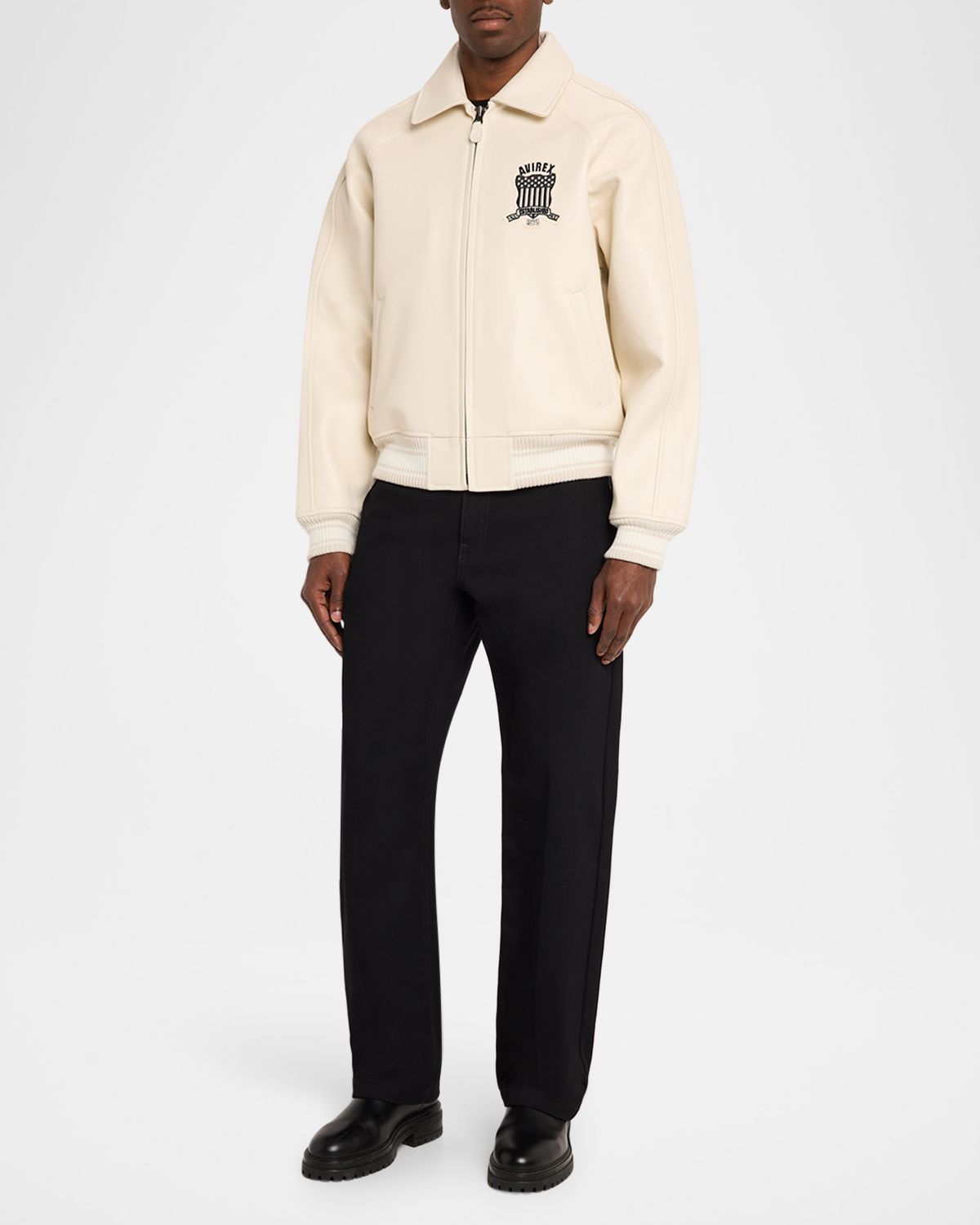 AVIREX Men 's Tofu Leather Bomber Jacket