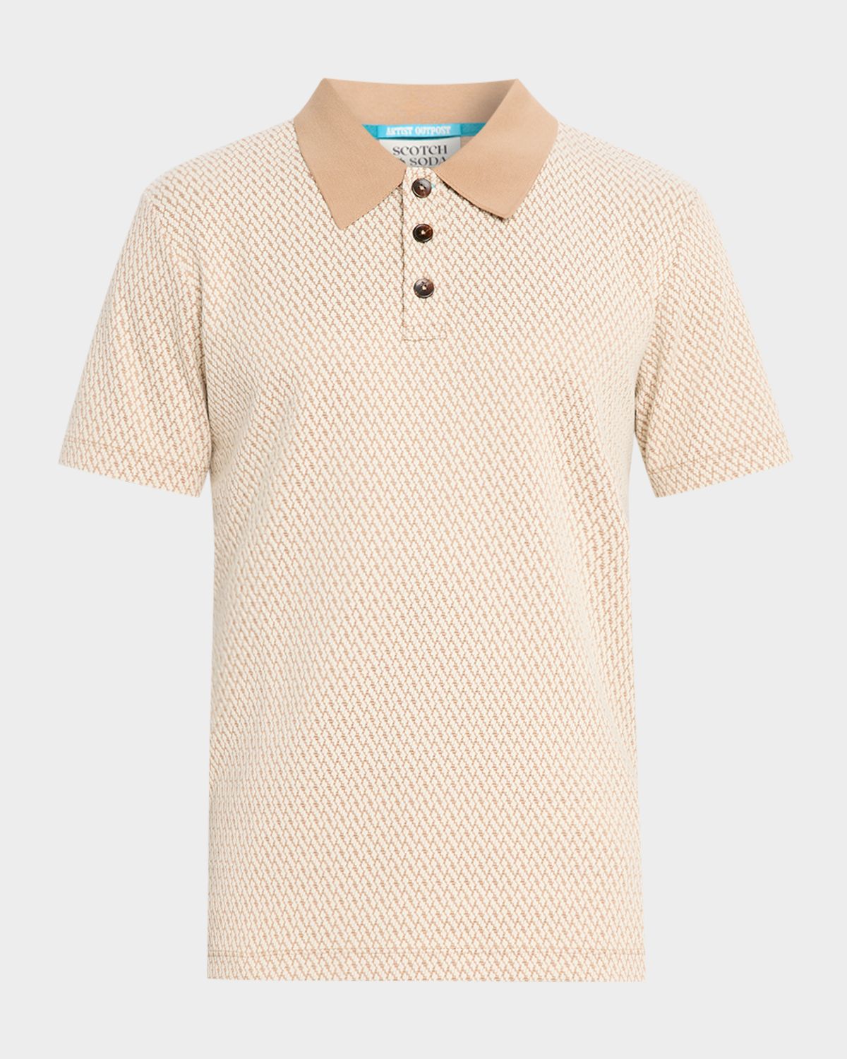 Scotch & Soda Men 's Collared Short-Sleeve Jacquard Shirt