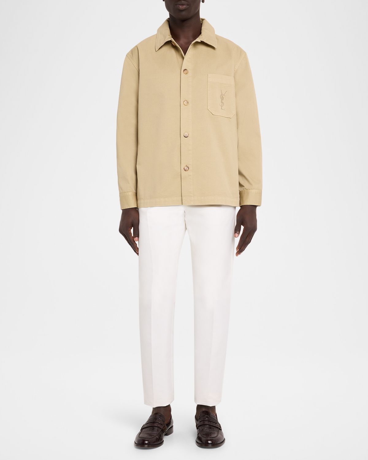 Saint Laurent Men 's Downtown Cassandre-Pocket Overshirt