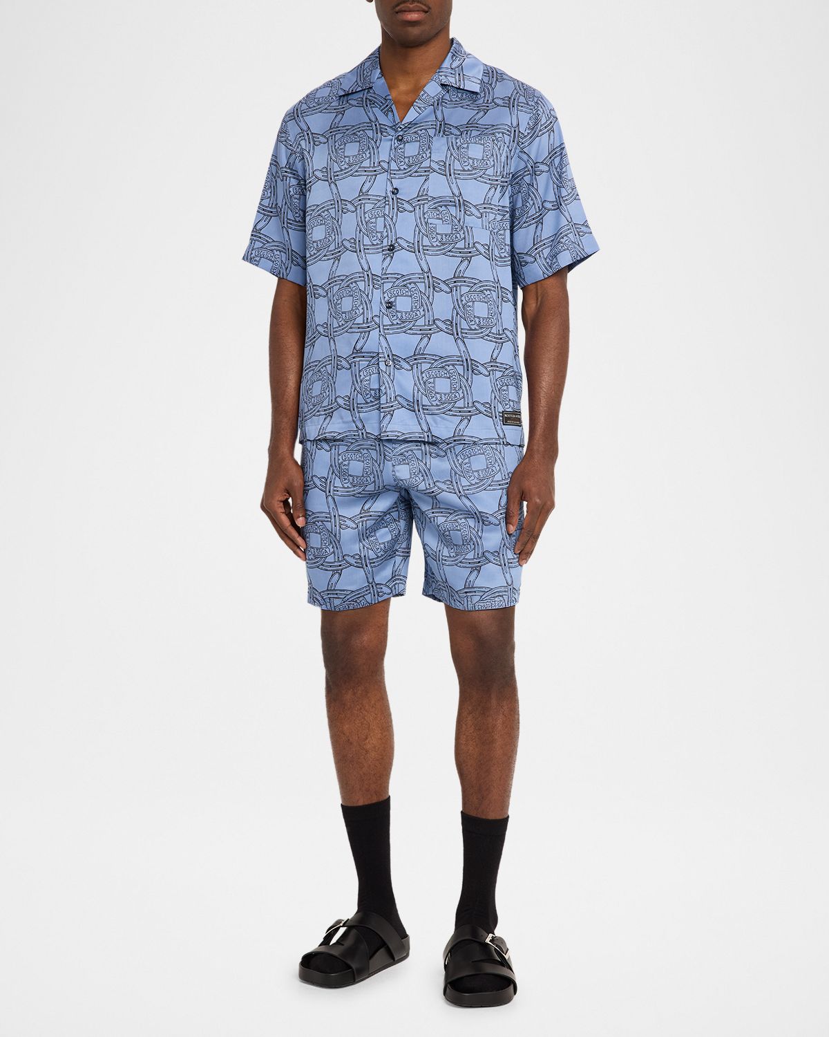 Scotch & Soda Men 's Logo Horseshoe-Printed Short-Sleeve Shirt