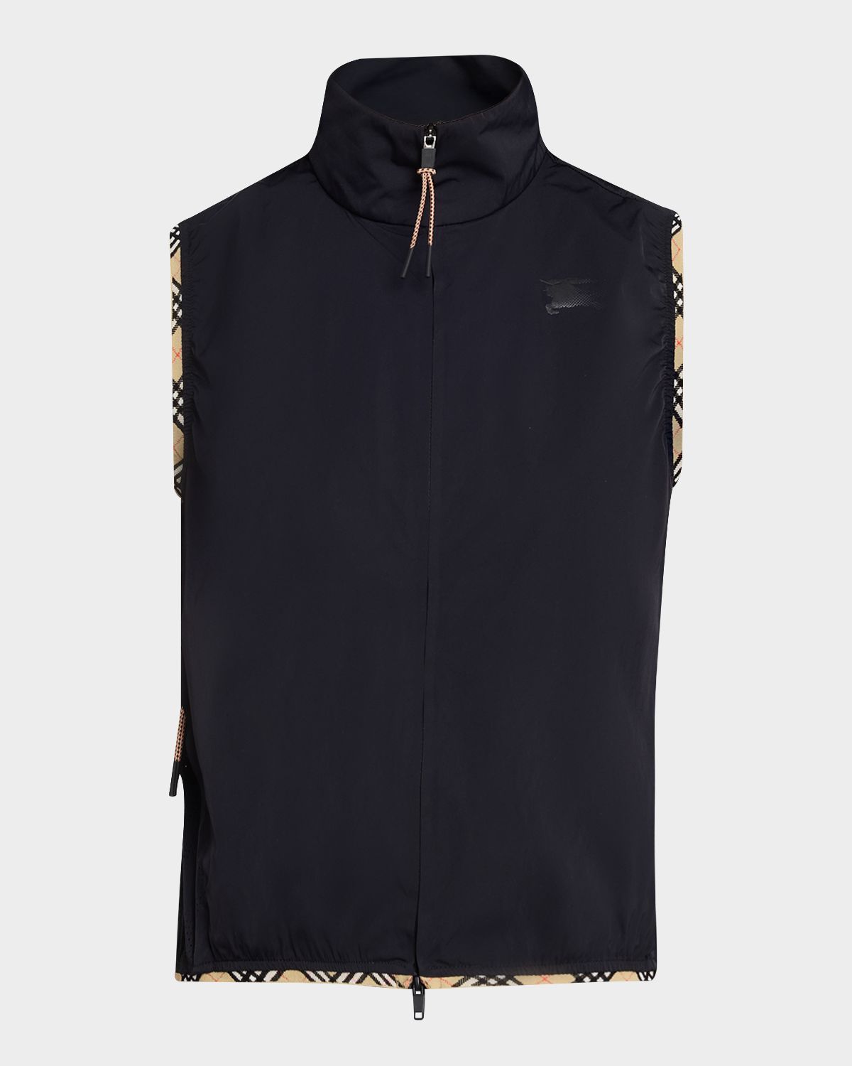Burberry Aimee Check-Trim Perforated Nylon Vest