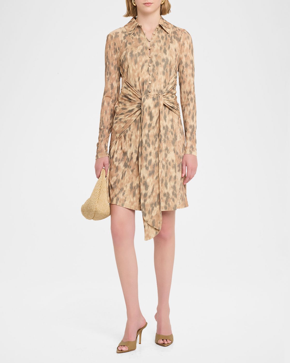 Ganni Printed Marl Mesh Shirtdress
