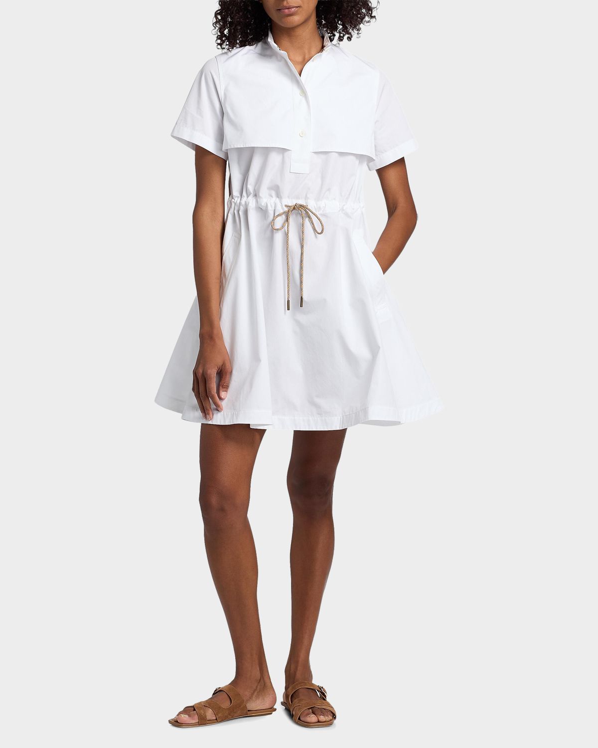 Burberry Isotta Drawstring Short-Sleeve Mini Shirtdress