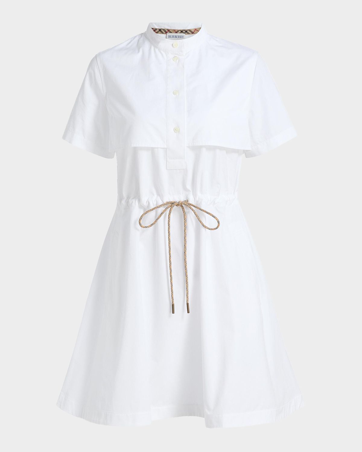 Burberry Isotta Drawstring Short-Sleeve Mini Shirtdress