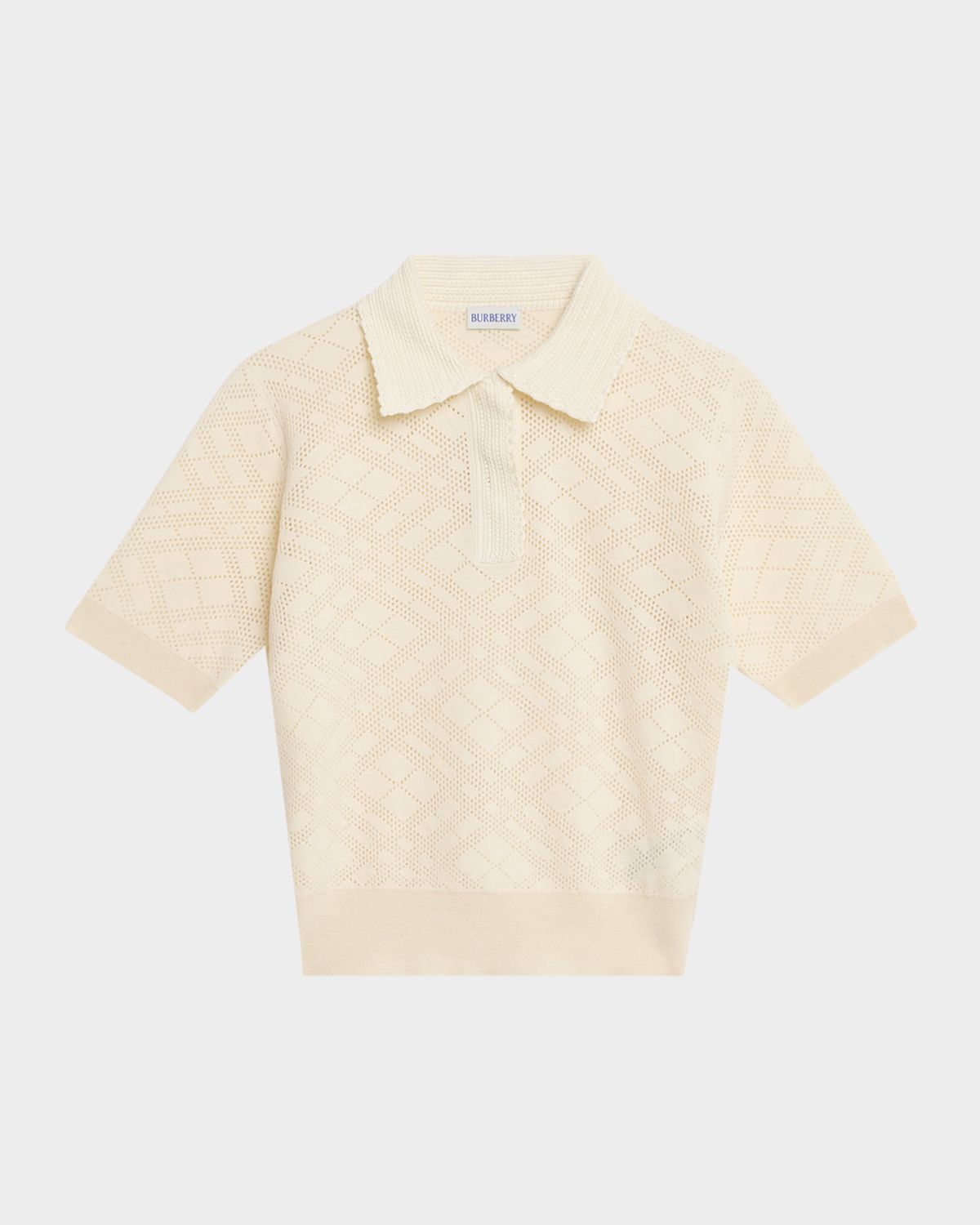 Burberry Petra Check-Knit Wool-Silk Polo Shirt