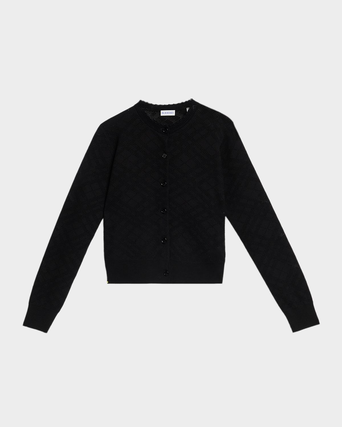 Burberry Pandora Check-Knit Wool-Silk Cardigan