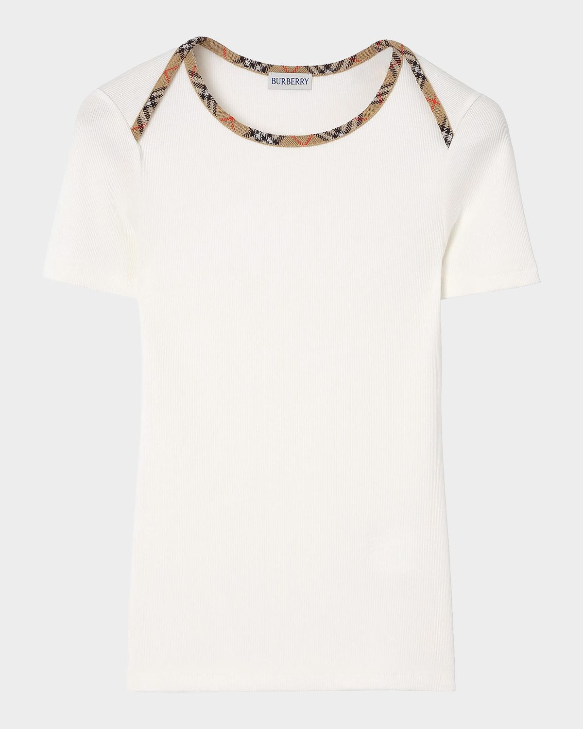 Burberry Stephanie Check-Trim Cotton Rib T-Shirt