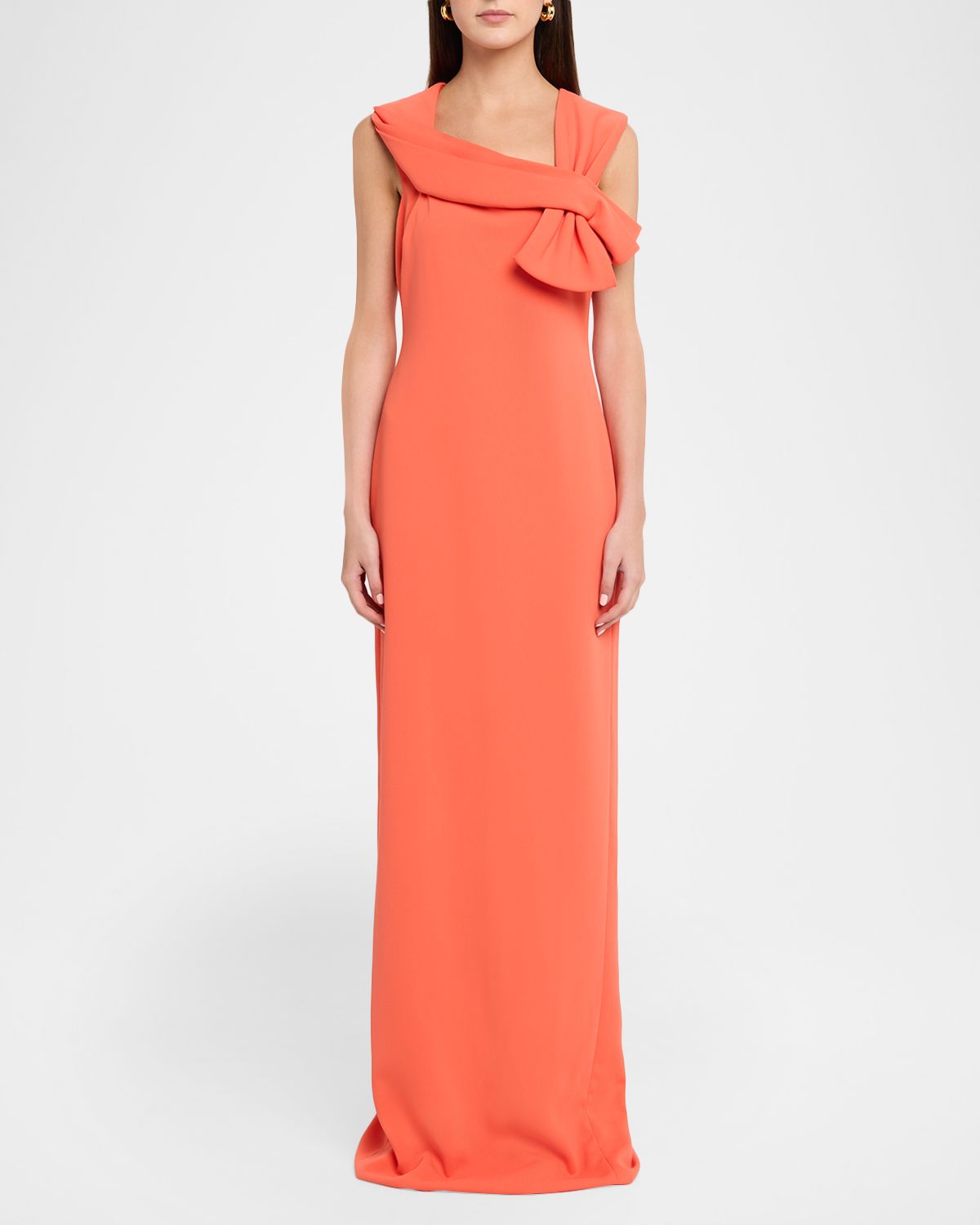 Badgley Mischka Sleeveless Draped Column Gown