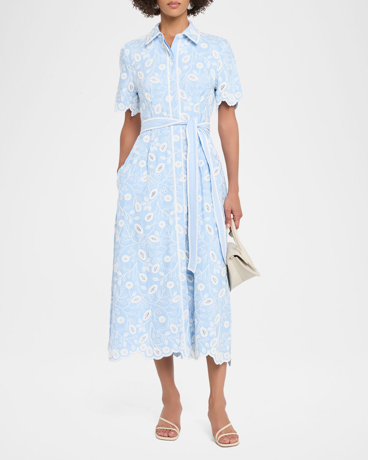SIMKHAI Audria Belted Midi-Shirtdress