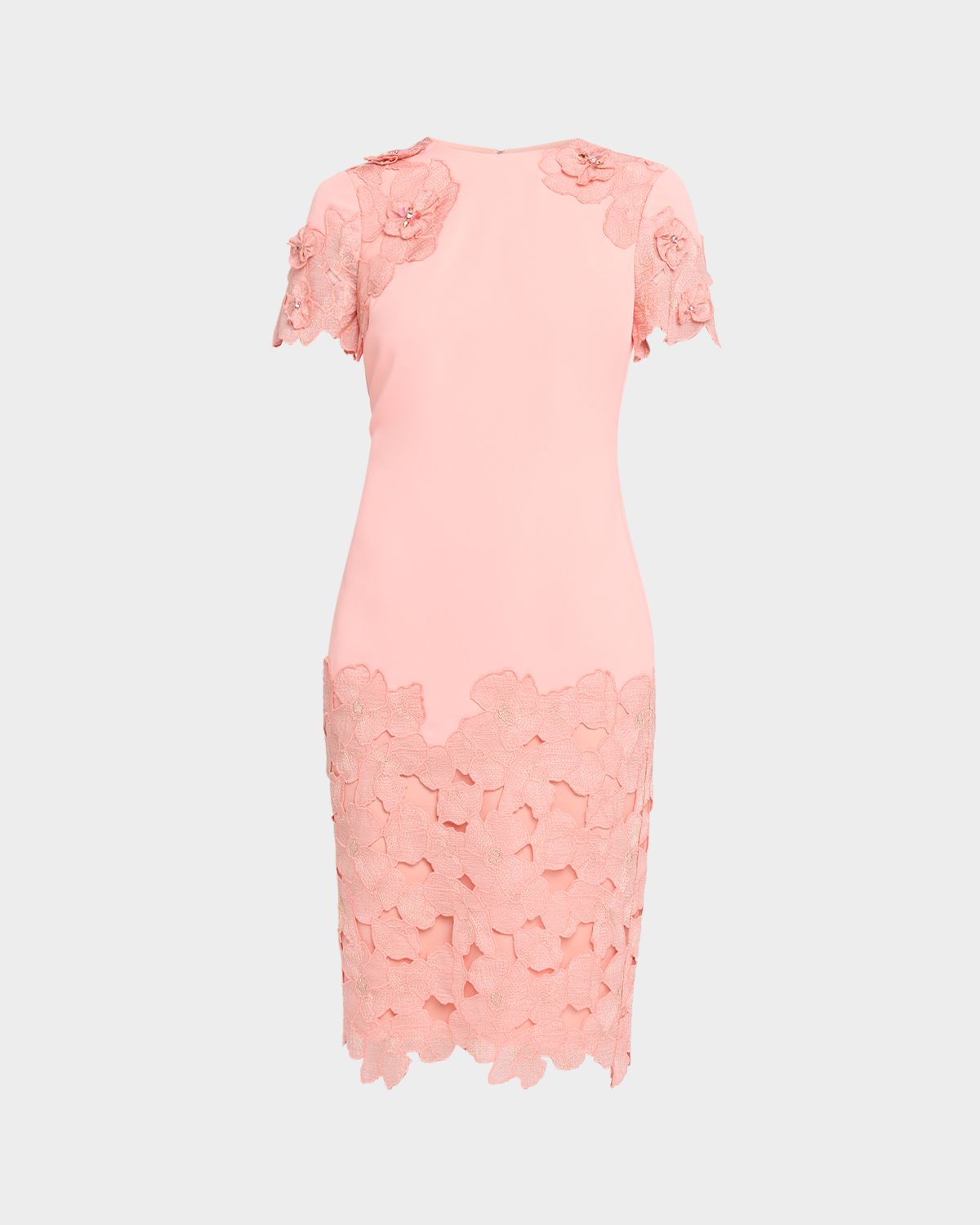 Badgley Mischka Floral Lace & Crepe Bodycon Dress