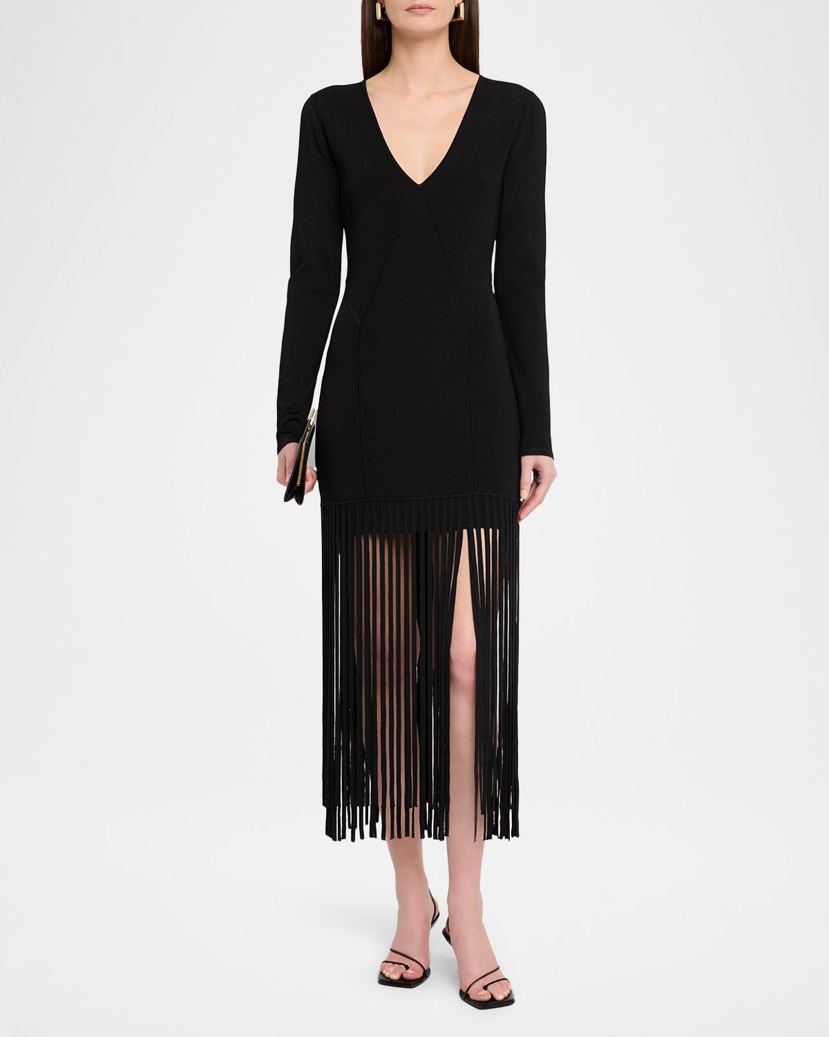 Toccin Evelina Long-Sleeve Fringe Dress