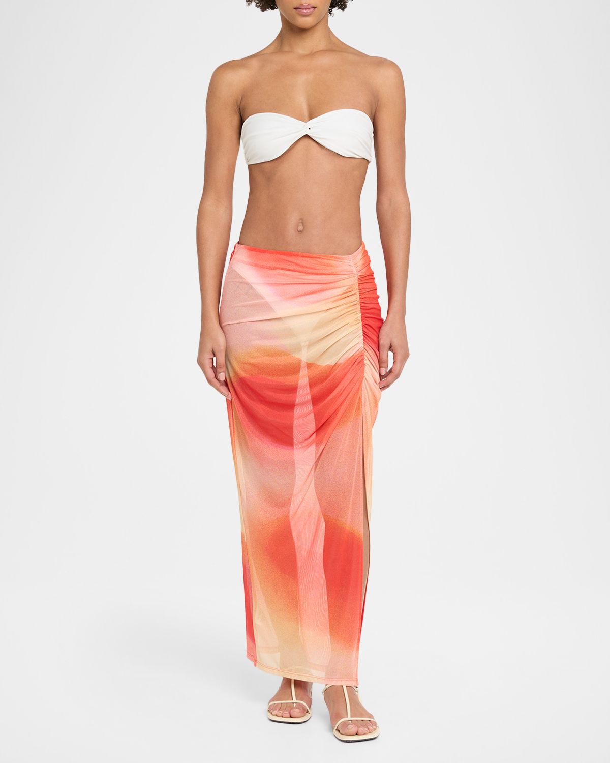 SIMKHAI Kensingten Printed Mesh Coverup Skirt