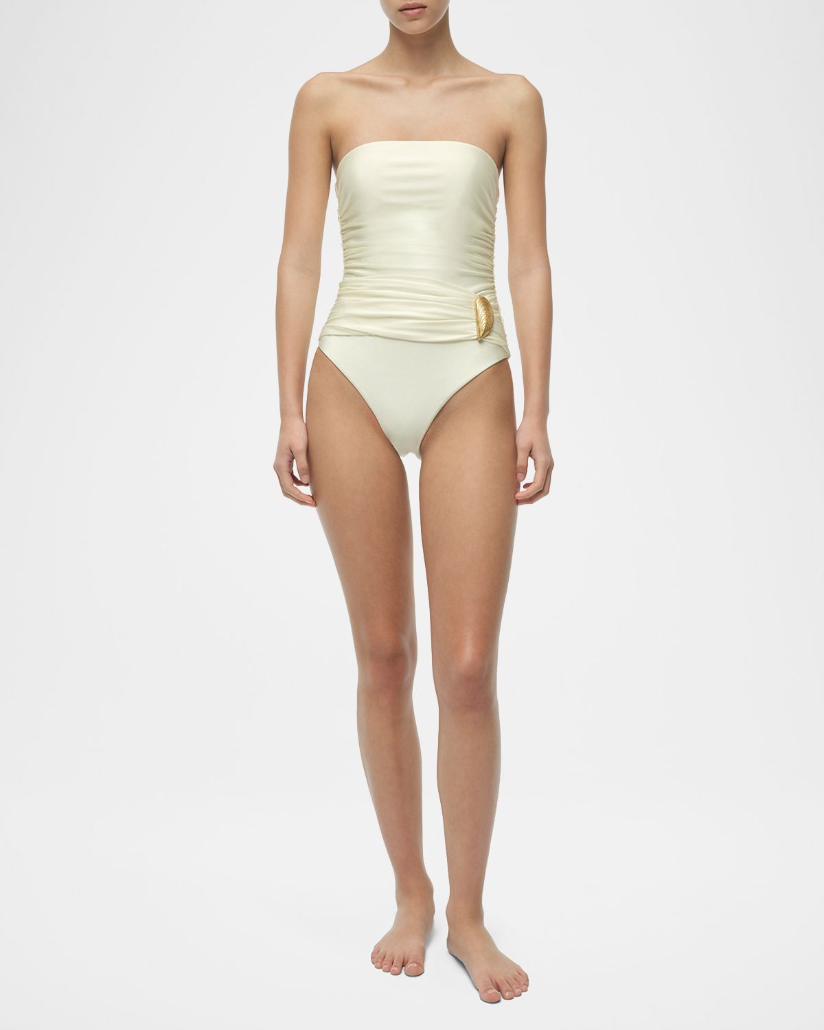 SIMKHAI Lorena Shell Strapless One-Piece Swimsuit