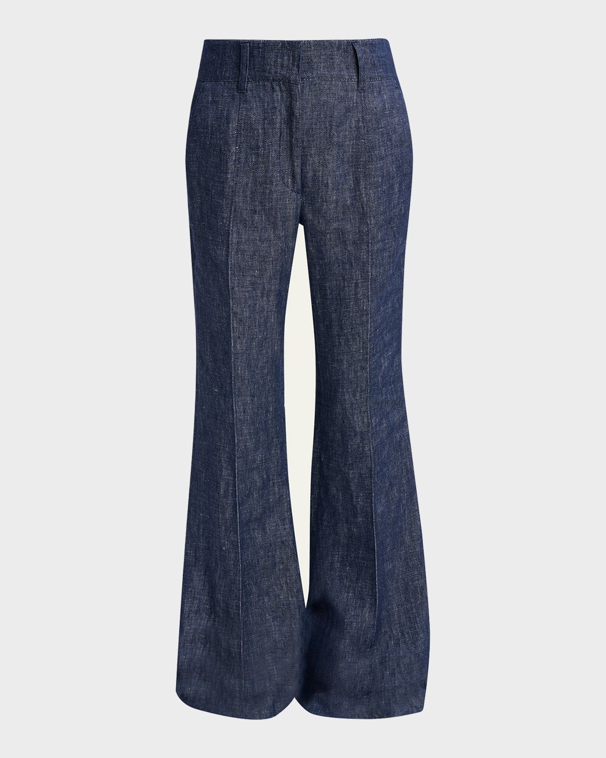 Gabriela Hearst Rhein Pintuck Linen Flare Pants