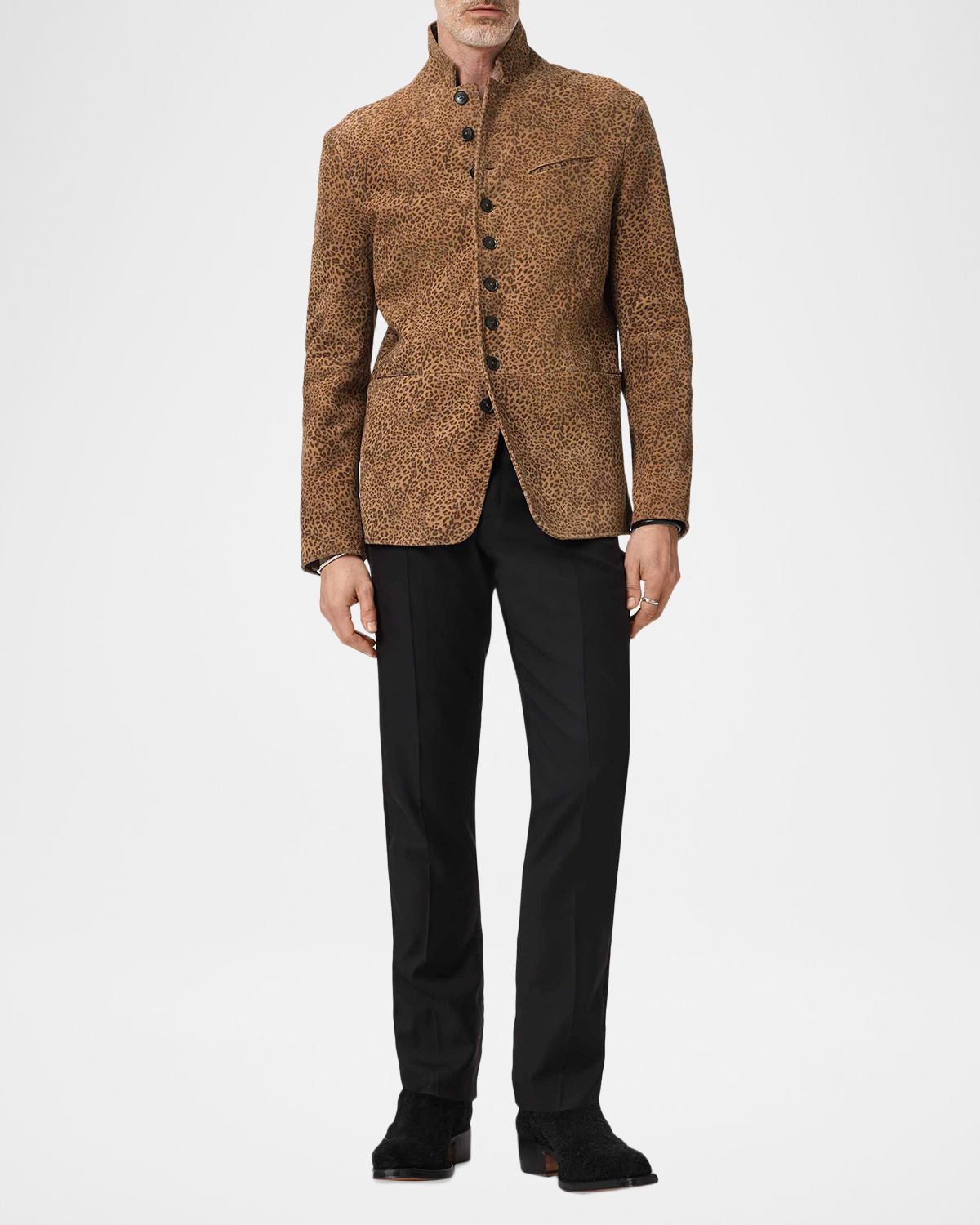 John Varvatos Men 's Woodward Suede Leopard-Print Jacket | Thumbnail 2 John Varvatos Men 's Woodward Suede Leopard-Print Jacket | Thumbnail 2