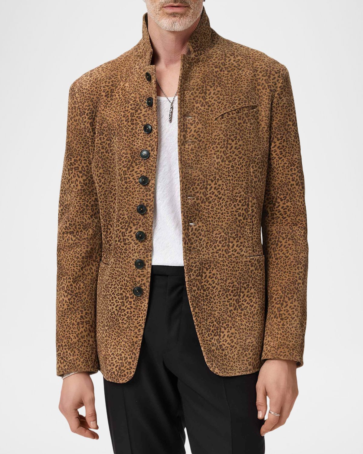 John Varvatos Men 's Woodward Suede Leopard-Print Jacket | Thumbnail 4 John Varvatos Men 's Woodward Suede Leopard-Print Jacket | Thumbnail 4